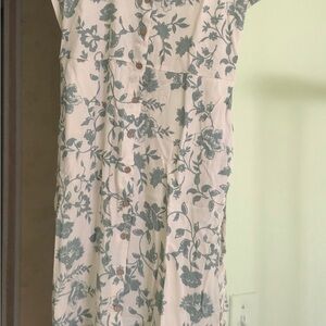 Lucky Brand Cream and Green Floral Midi Dress